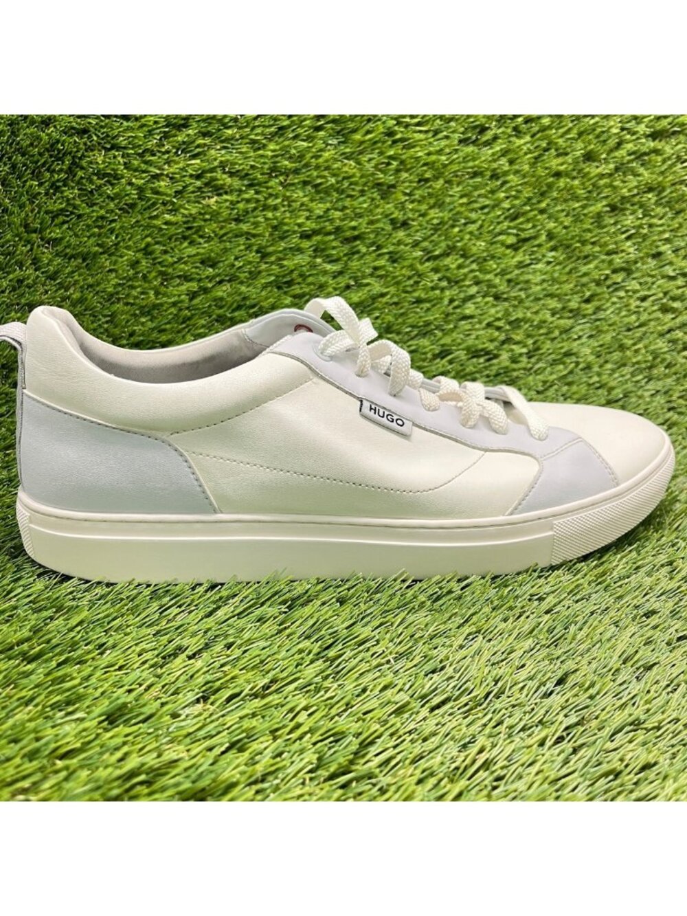Hugo Boss Morrie Mens Size 13 White Gray Athletic Leather Tennis Shoes Sneakers
